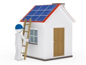 Desenho de uma Casa com energia solar